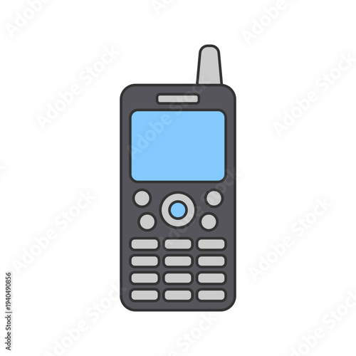 Walkie Talkie Flat design style handheld radio communication device symbolizing wireless communication ideal for security graphics emergency communication and retro technology designs.