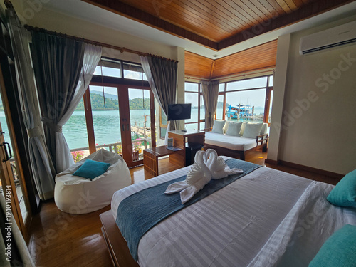 Canvas Print Luxurious waterfront room in Ko Chang with stunning views of the sea in Thailand