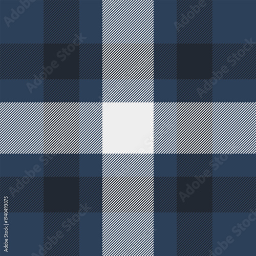 Sheet tartan textile texture, brand background pattern plaid. Template vector check fabric seamless in blue and dark colors.