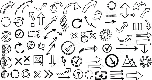 Hand Drawn Arrows and Doodle Symbols Set