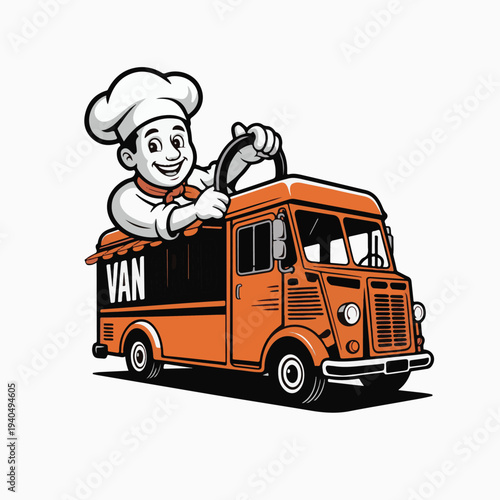 Orange and black food van
