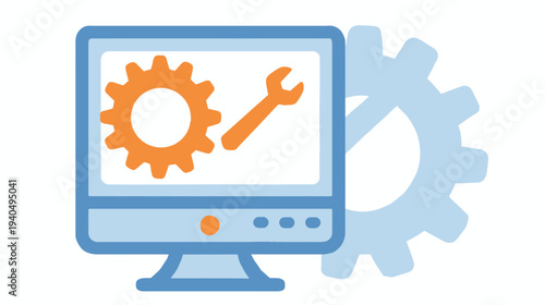 Computer System Settings, Maintenance, and Optimization Icon. Technical Support and Digital Service Illustration.