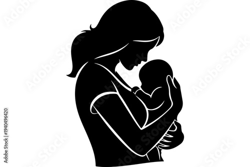 Nurturing Mother and Baby Silhouette