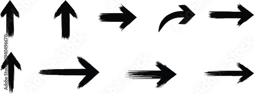 A collection of black arrow icons on a white background