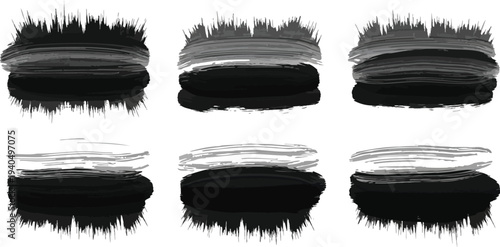 A collection of six black and white brush strokes on a white background