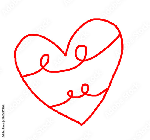 Doodle hand-drawn heart sketch icon. Heart love isolated on white background. Valentines Day, Red  doodle heart symbol elements, vector illustration.