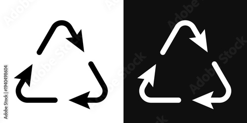 Recycle icons set in black and white thin line stroke