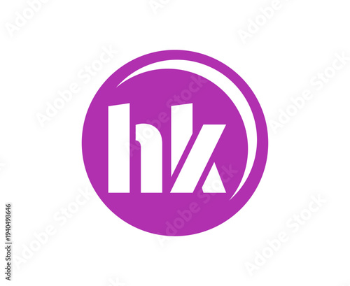 HK sport emblem or team logotype. Ball logo with a combination of Initial letter H and K for balls shop, sports company, training, club badge.