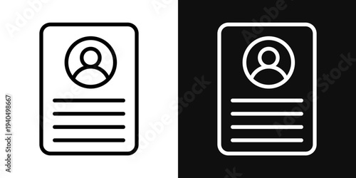 Resume icons set in black and white thin line stroke