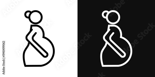 Suitable in pregnancy icons set in black and white thin line stroke