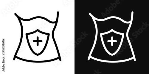 Supports digestive health icons set in black and white thin line stroke