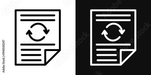 Update document icons set in black and white thin line stroke