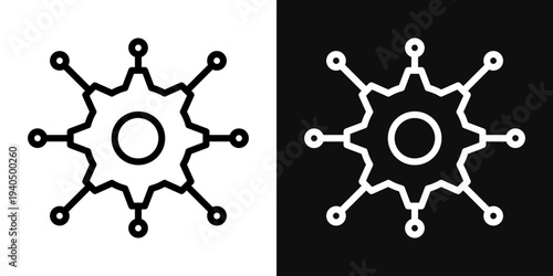 Useful functions icons set in black and white thin line stroke