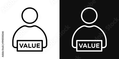 Value icons set in black and white thin line stroke