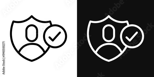 User protection icons set in black and white thin line stroke