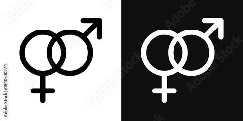 Unisex icons set in black and white thin line stroke