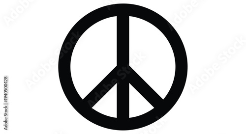 A striking black peace symbol image with a bold silhouette