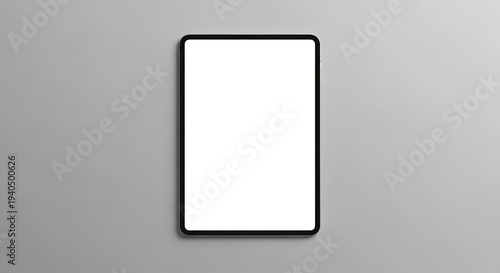blank rounded tablet screen black frame neutral grey background mockup design concept