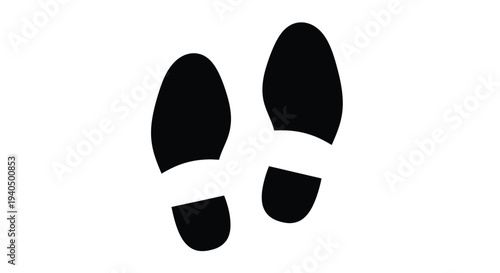 Two black footprints displayed against a white background silhouette