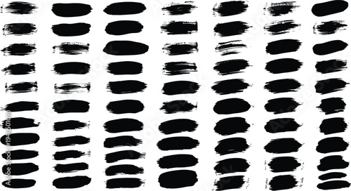 A collection of 96 black thumbprint like marks on a white background