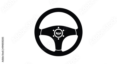 Classic steering wheel design isolated on a white background silhouette