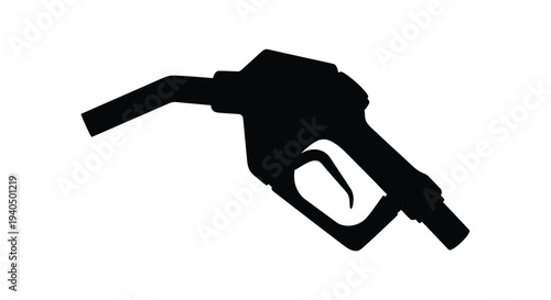 Black gasoline fuel nozzle isolated on a white background silhouette