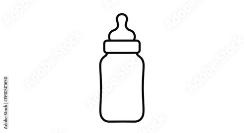 Simple line drawing of a baby bottle minimalist outline silhouette