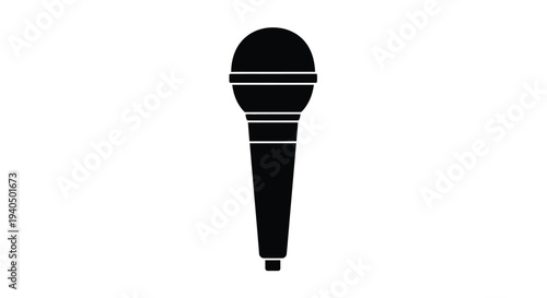 Simple black microphone icon on a white background silhouette