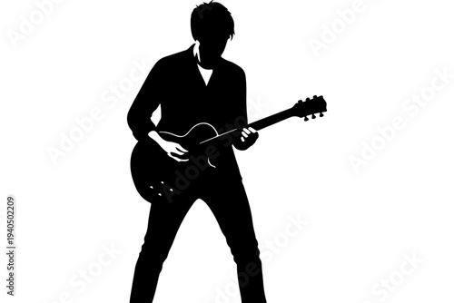 Silhouette of Guitarist Playing Electric Guitar
