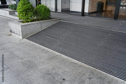 Tableau sur toile Metal ramp way for support wheelchair disabled people.