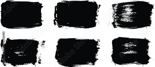 Six black brush strokes on a white background