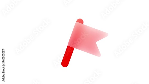 Modern red flag 4k animated stock video in white color background