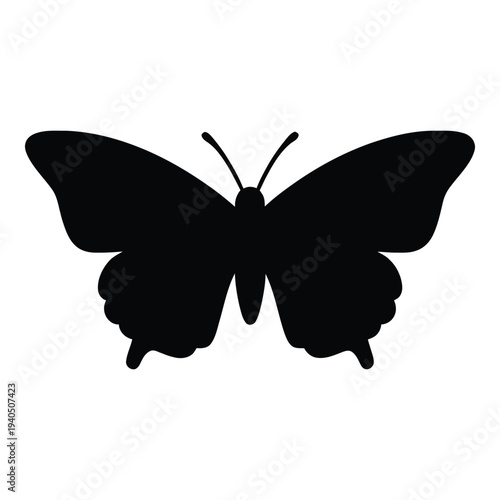 Simple Black Silhouette of a Butterfly with Outstretched Wings