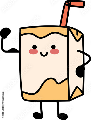 Strong orange juice box cartoon character illustration