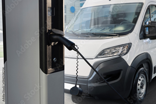 Electric delivery vans with electric vehicles charging station