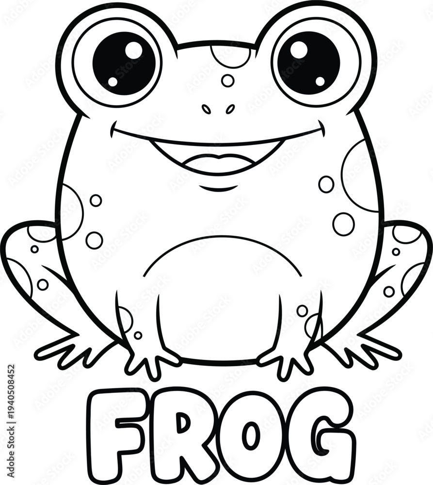 Fototapeta premium Smiling frog cartoon character for kids