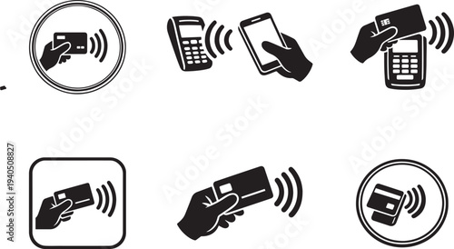  Tap to pay collection representing NFC banking technology and cashless transaction