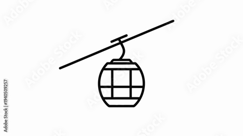 Vector cable car icon, black line illustration
