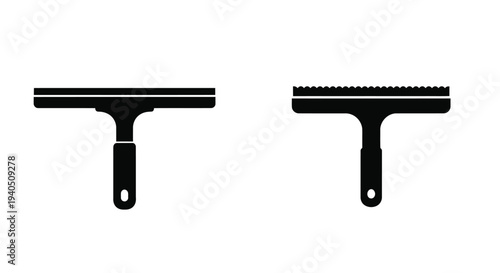 Two window squeegees displayed in a stark black silhouette