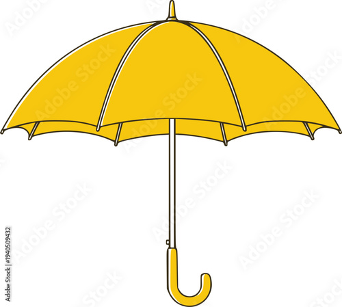 Yellow umbrella on clear background