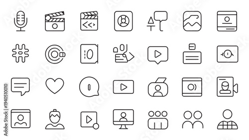   
Media and communication line icons