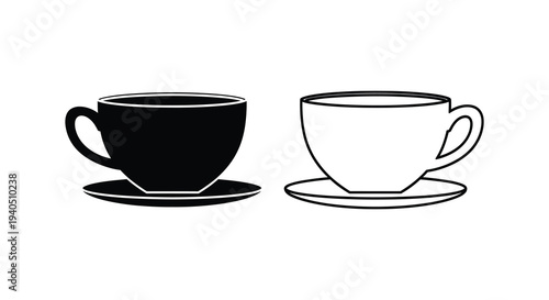Two contrasting teacups one dark and one light are displayed side by side in a minimalist composition silhouette high quality professional detailed modern