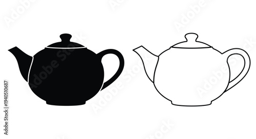 Two teapots one solid black and one outlined a striking silhouette
