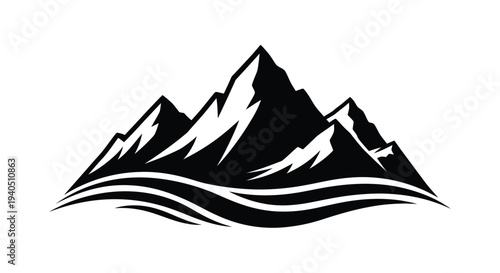 Dramatic mountain range and ocean wave design a bold silhouette