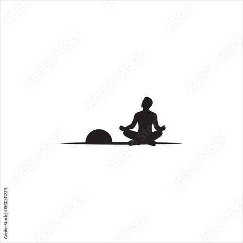 Wallpaper Mural Vector illustration of a woman practicing yoga on a white background and a person in a summer silhouette kayaking on water Torontodigital.ca