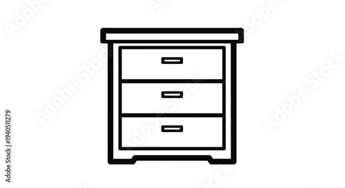 Simple drawing of a dresser with three drawers a bold silhouette