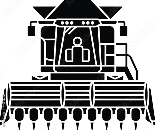 Black vector combine harvester icon