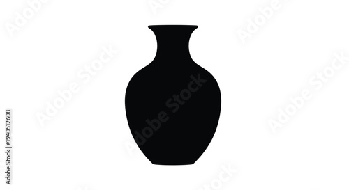 Simple black vase design against a white background a silhouette