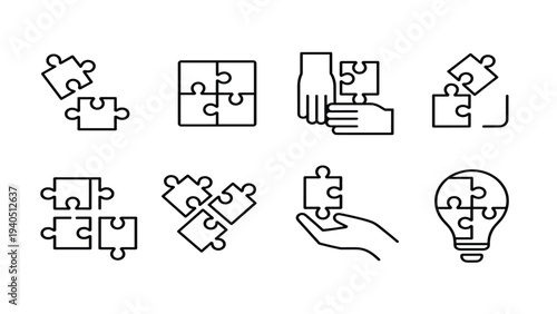 Puzzle pieces and hands assembling a lightbulb idea