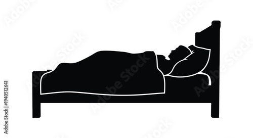 A person peacefully sleeping in bed depicted as a silhouette